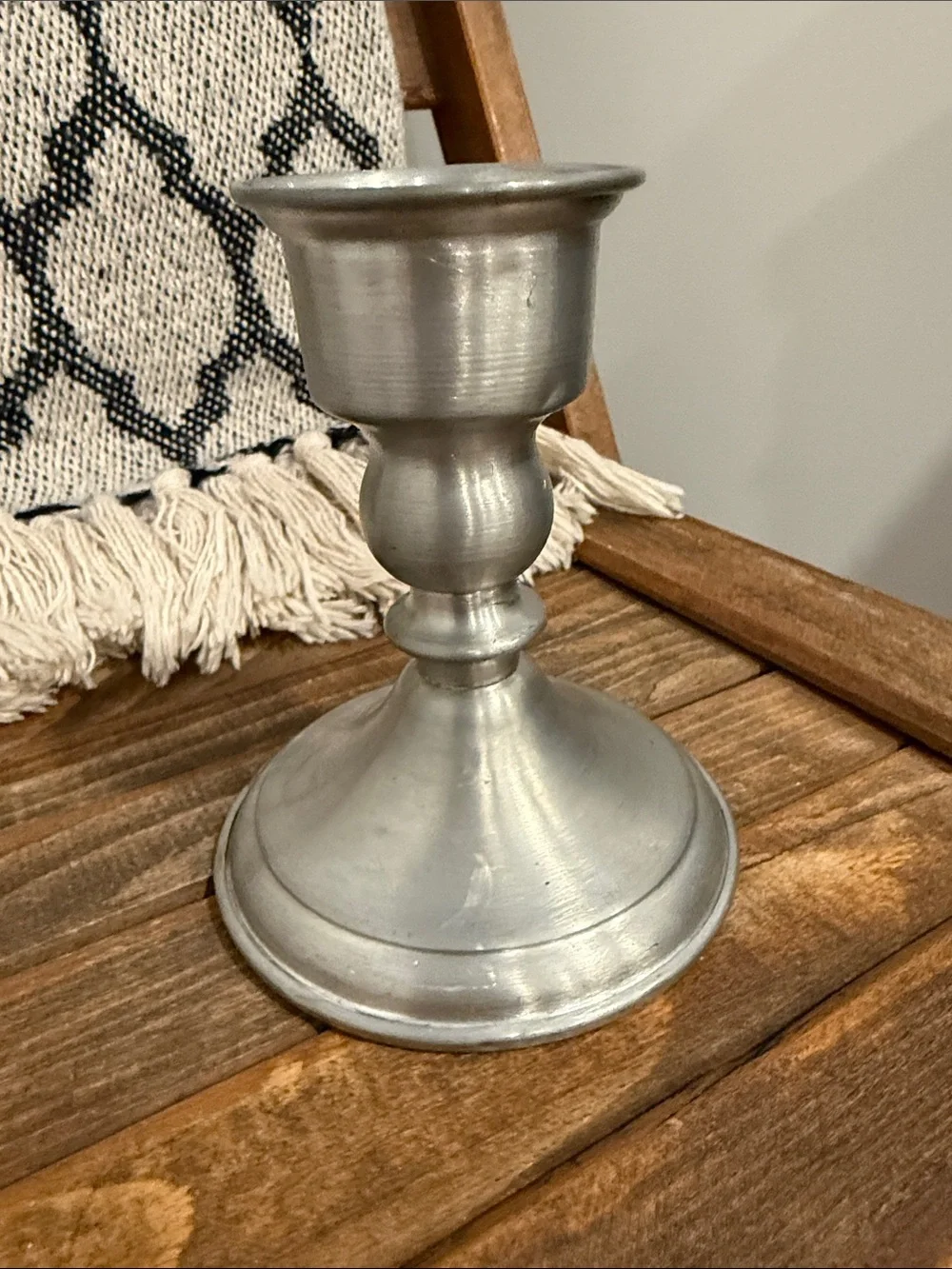 Vintage Leonard Genuine Pewter Weighted Candlestick Holder 5” Made in Bolivia